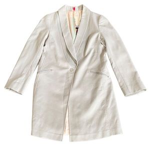 Canadian made grey blazer/ jacket with lining and faux leather details 4